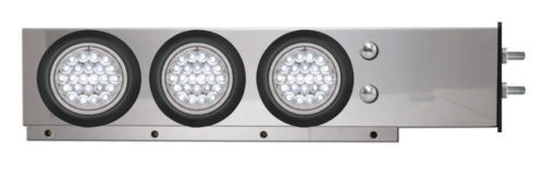 S.S. Mud Flap Hangers w/ 6 Clear/Red (24 LED) Lights Spring Loaded (PAIR) 3.75"