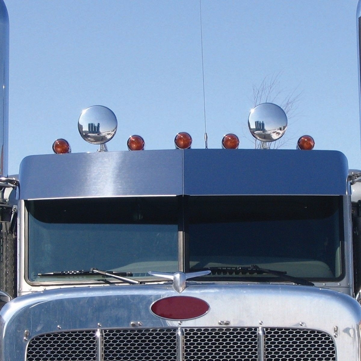 PETERBILT DROP VISOR 14" S.S. BOLT-LESS SUNVISOR - 379 389  (1987-2016)