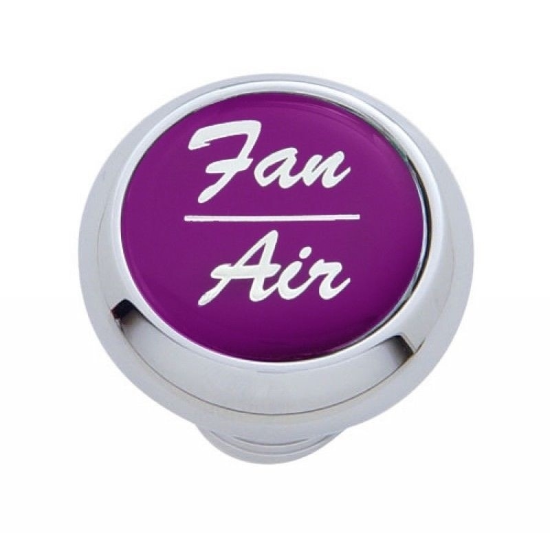 Small Chrome Deluxe Fan/Air Dash Knob with Glossy Sticker for Peterbilt, Kenworth
