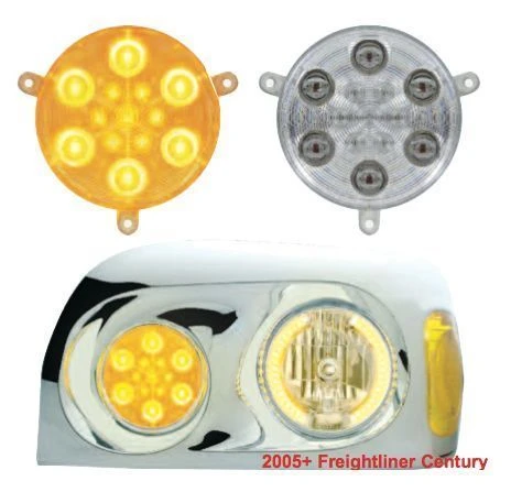 Daytime Running Lights for Freightliner Century, 2005 & Newer, Amber LED/Clear Lens, Pair