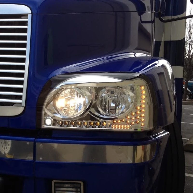Freightliner Century Headlight (SET) CHROME w/AmberLED DayLight &Turn Signal LED