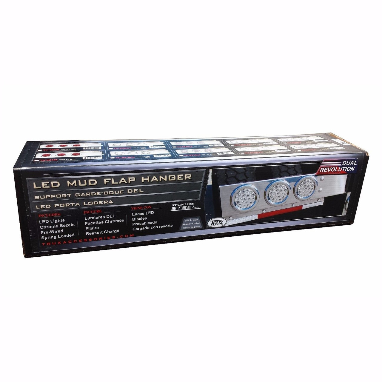 Stainless Steel Mud Flap Hanger set with Dual Function (57 LED ea) Lights - 2.5"